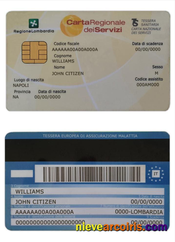 Italy health insurance card (Tessera sanitaria)